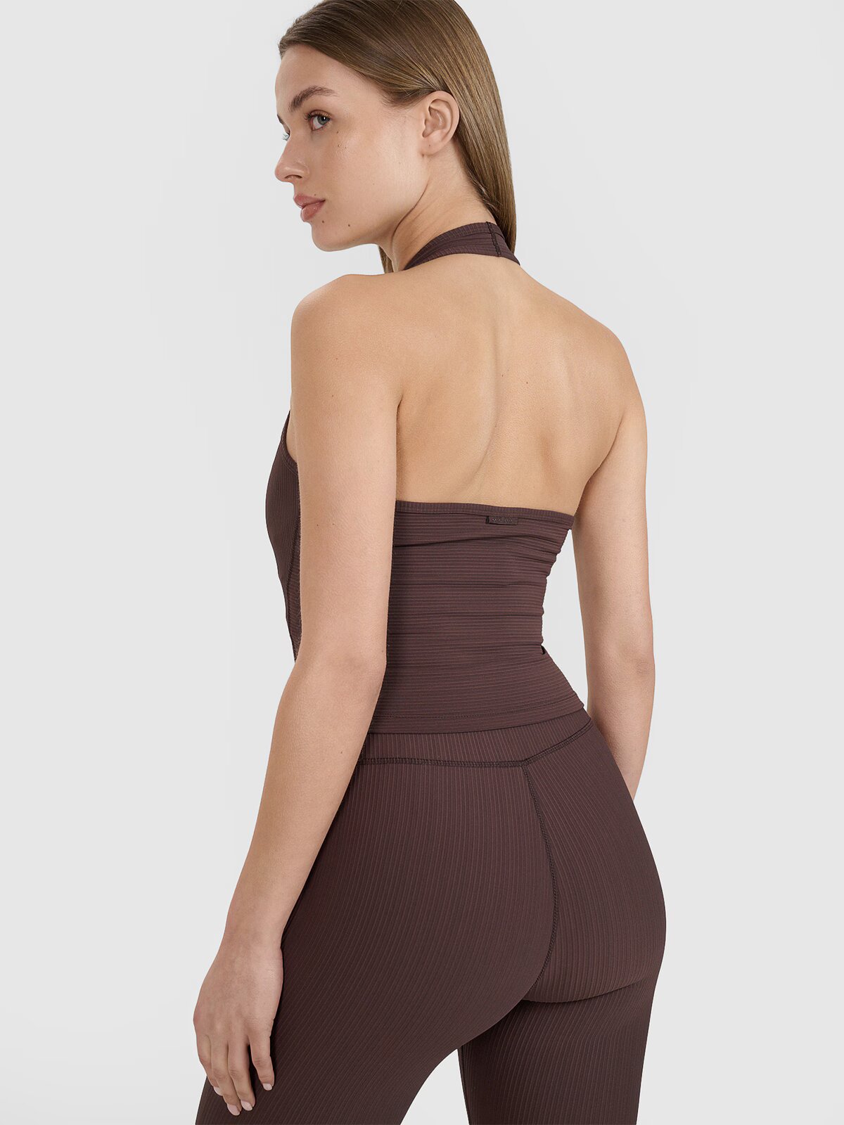 4F Crop top slim unicolor pentru femei | Anna Lewandowska - maro XS