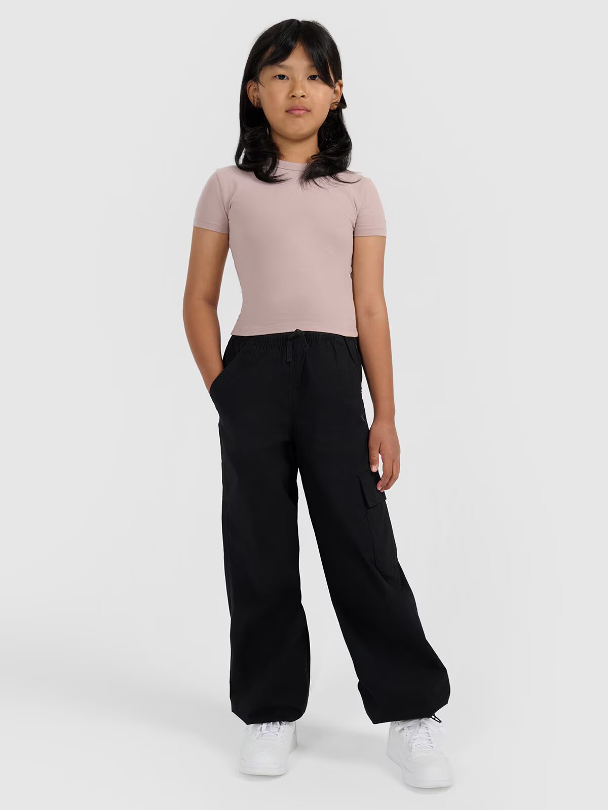 4F Crop-top slim unicolor pentru fete - maro 158