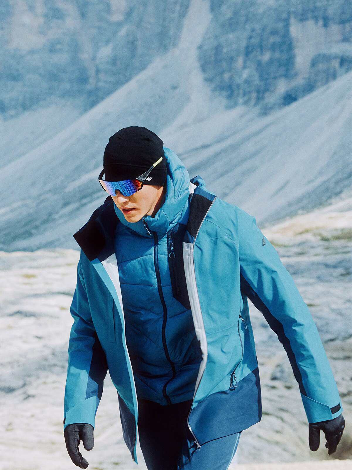 4F Geacă de trekking impermeabilă membrana 20000 pentru bărbați - albastră S