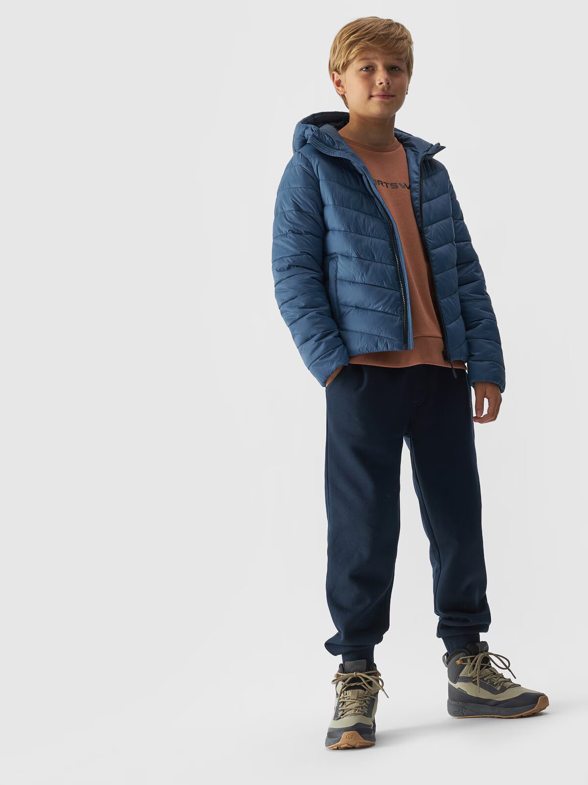 4F Geacă din puf cu umplutură sintetică pentru băieți - denim 140