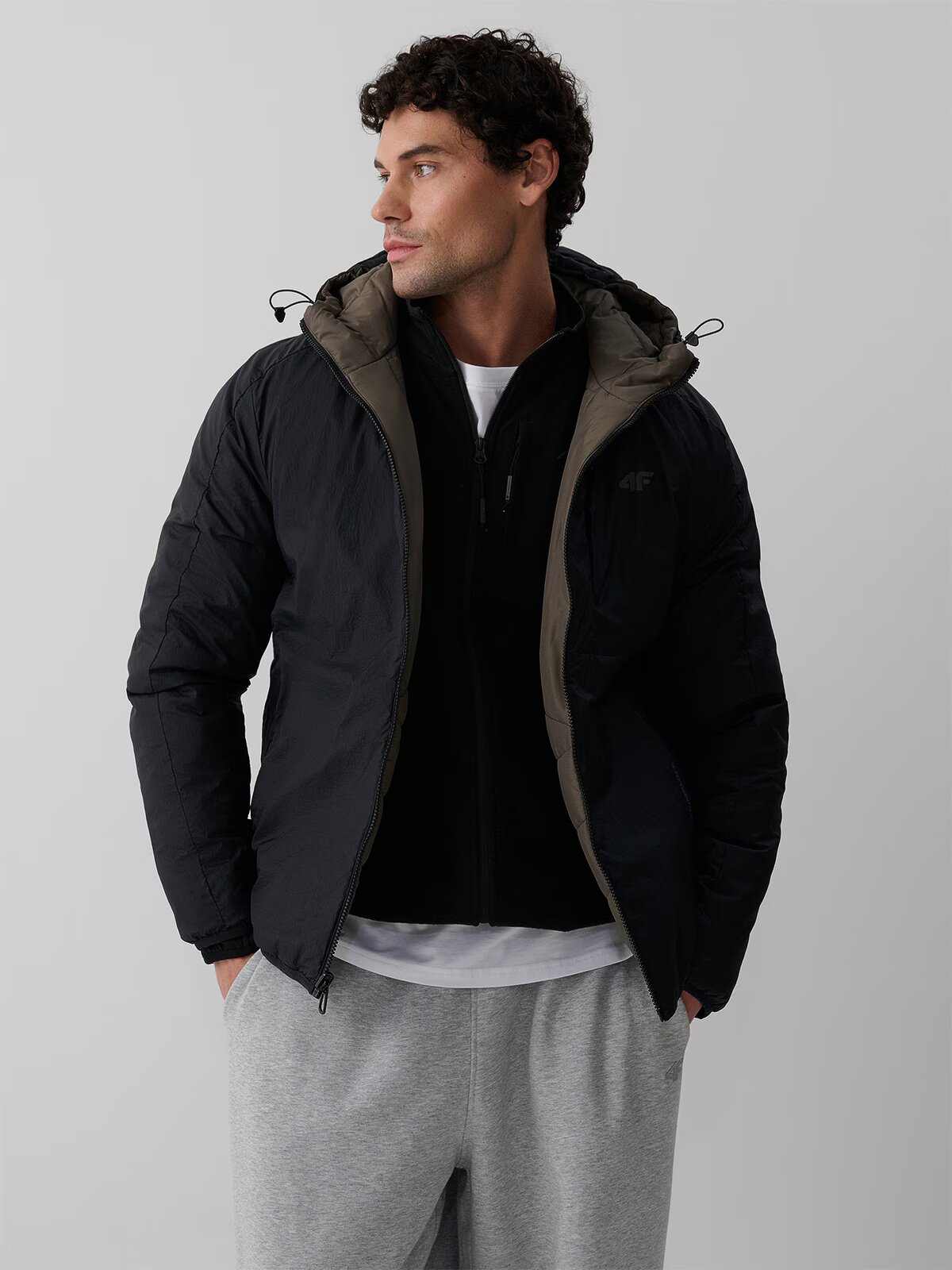 4F Geacă reversibilă cu umplutură Primaloft Silver pentru bărbați - khaki M