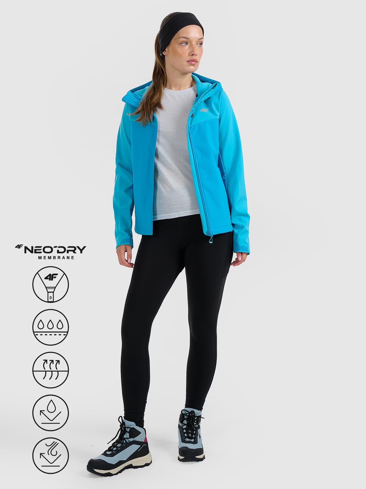 4F Geacă softshell anti-vânt membrana 8000 pentru femei - albastră XS