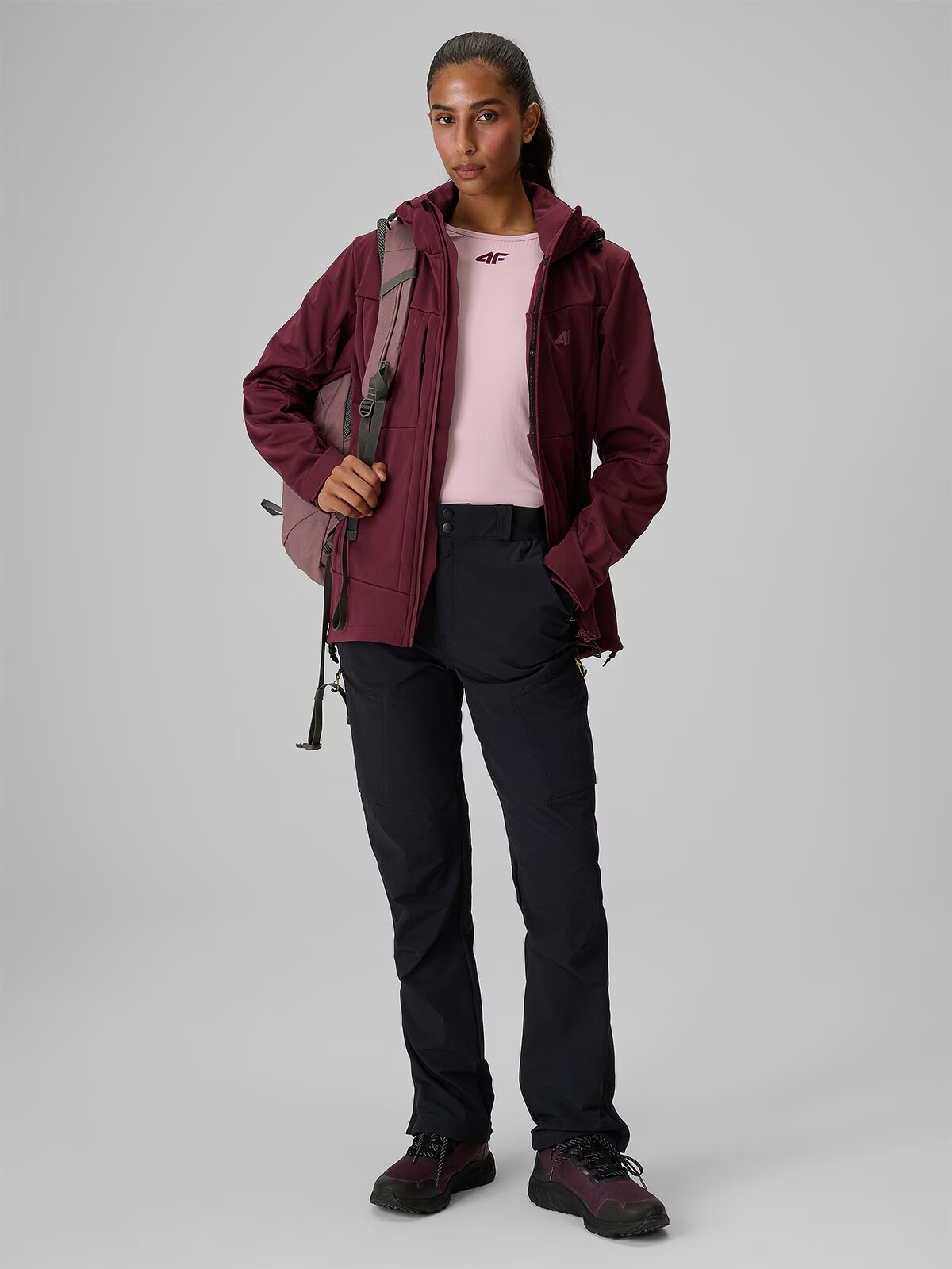 4F Geacă softshell cu membrană windproof 8000 pentru femei - burgundy XL