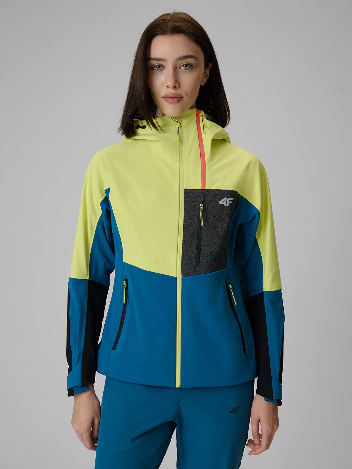 4F Geacă softshell rezistentă la vânt cu membrană 10000 pentru femei - galbenă XS