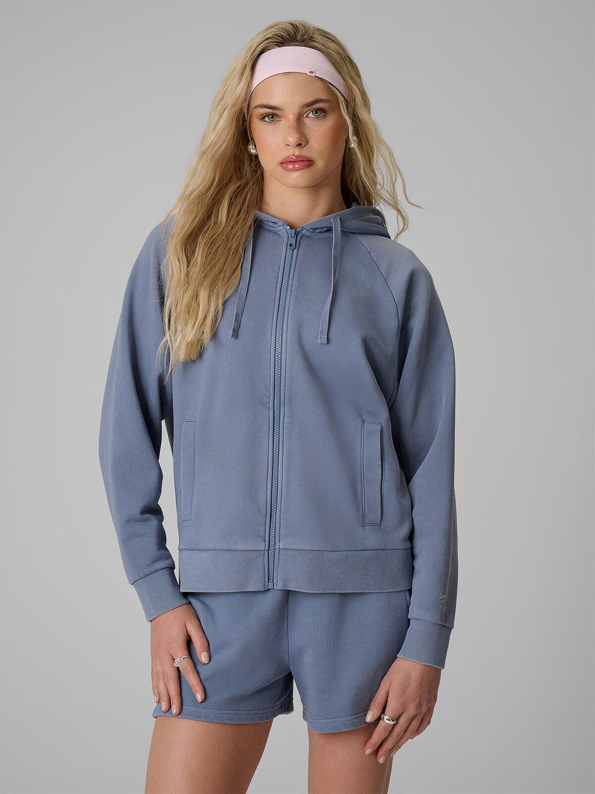 4F Hanorac de trening relaxed cu glugă pentru femei - denim M