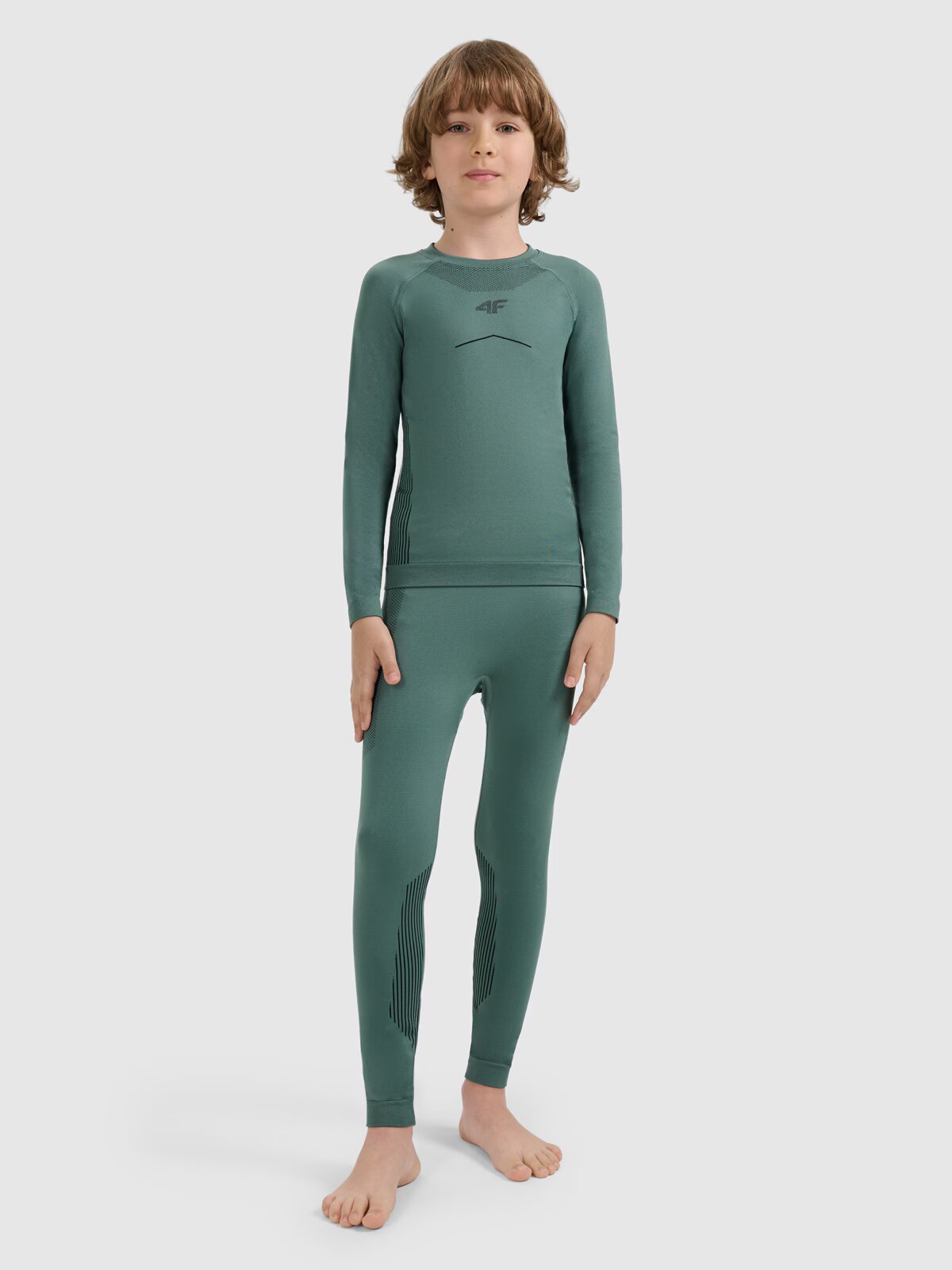 4F Lenjerie termică activă fără cusături set pentru băieți - olive/khaki 152/158 (11-13 ani)
