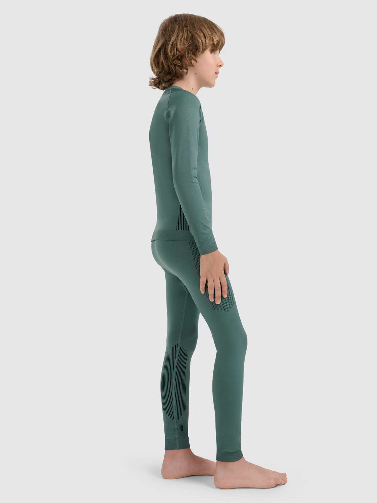 4F Lenjerie termică activă fără cusături set pentru băieți - olive/khaki 152/158 (11-13 ani)