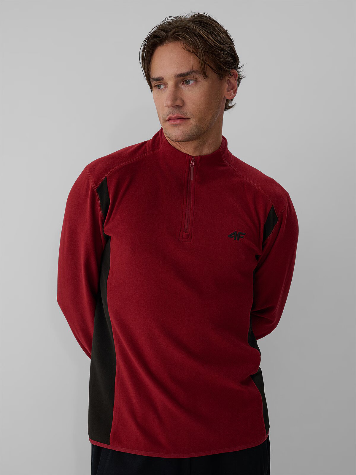 4F Lenjerie termică din polar (top) pentru bărbați - burgundy XL
