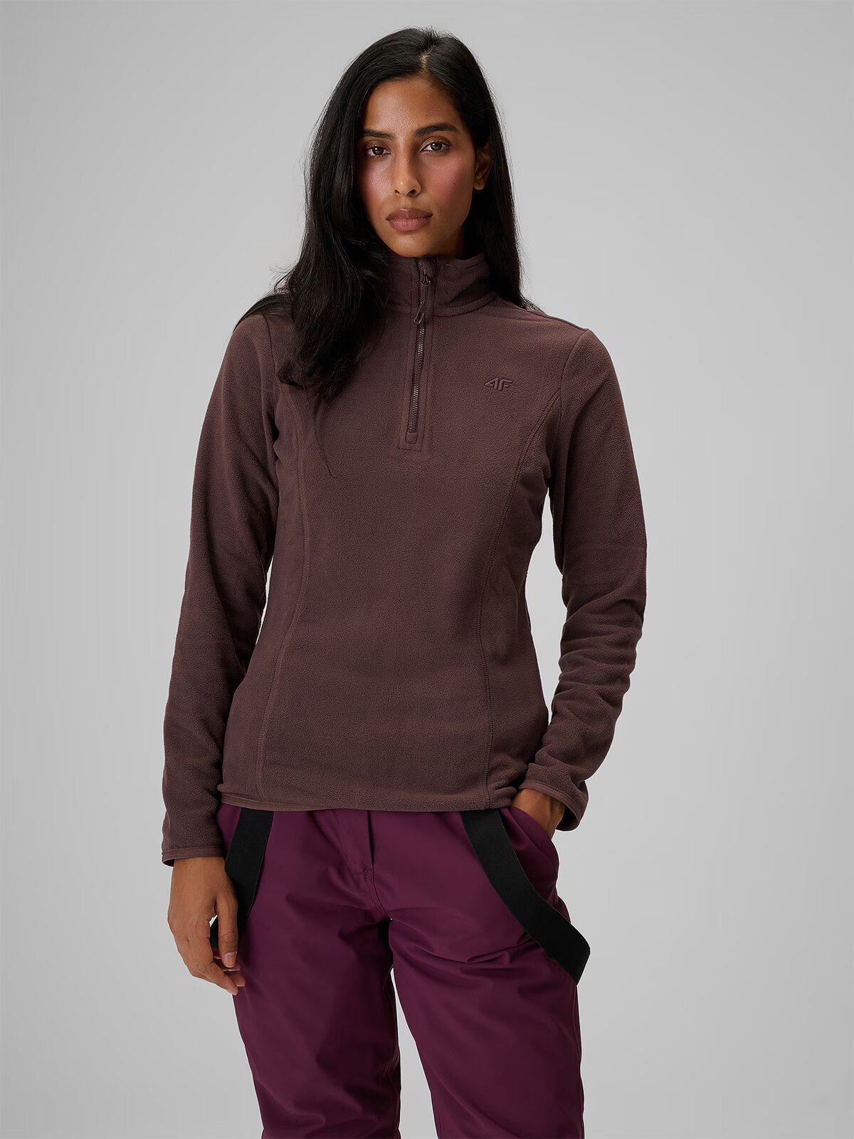 4F Lenjerie termică fleece (sus) pentru femei - maro XS