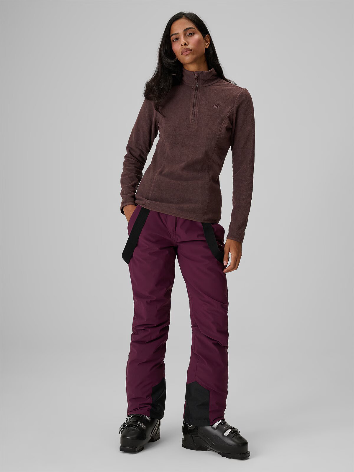 4F Lenjerie termică fleece (sus) pentru femei - maro XS