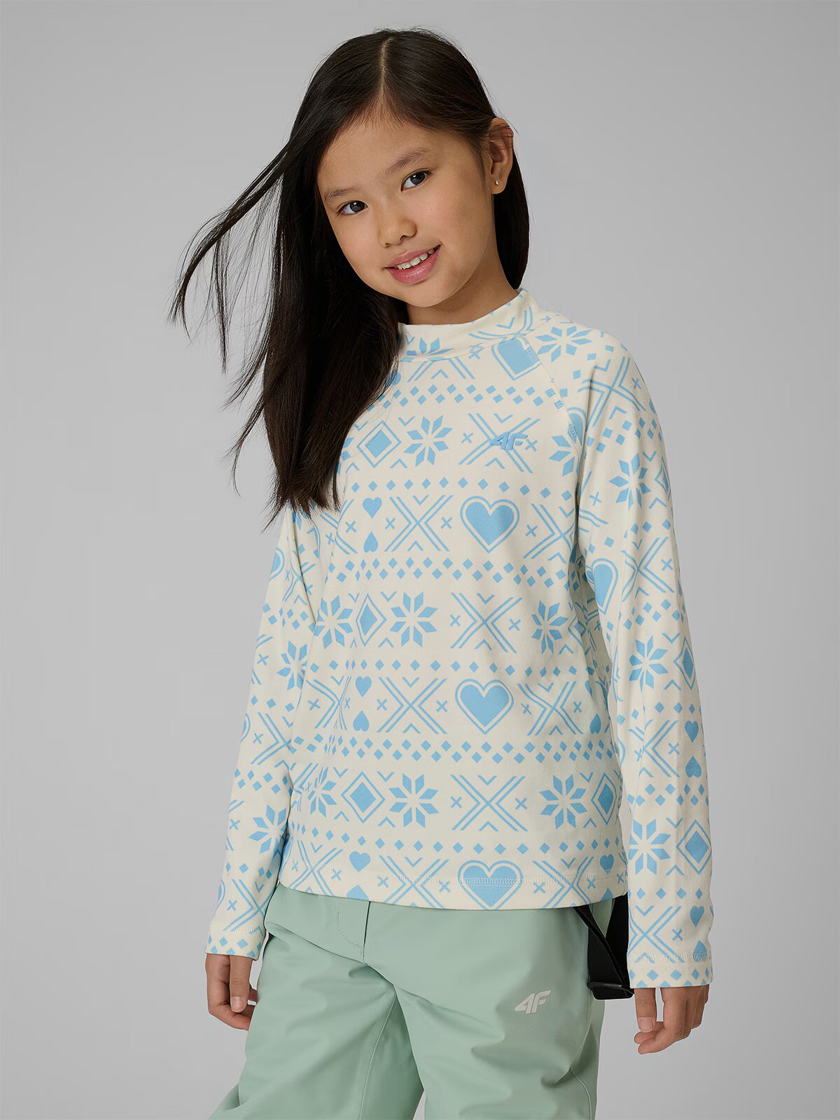 4F Lenjerie termică fleece (sus) pentru fete - albastră 146/152 (10-12 ani)