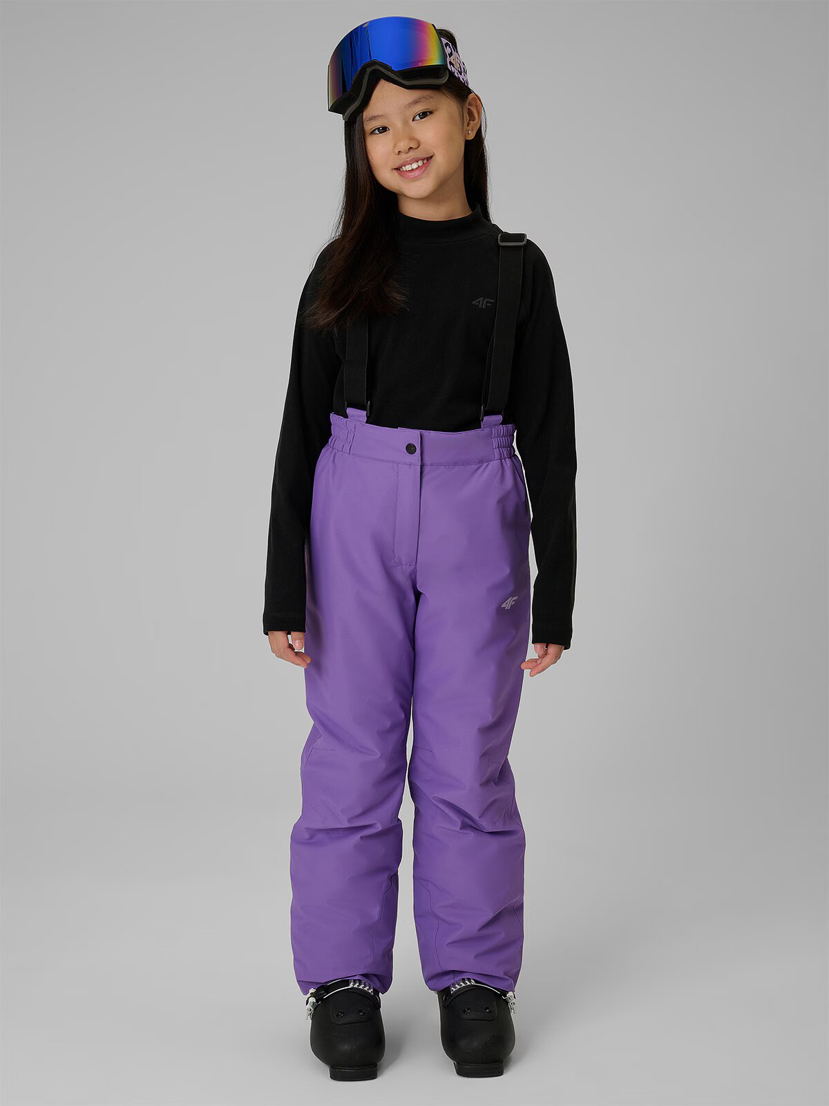 4F Lenjerie termică fleece (sus) pentru fete - neagră 134/140 (8-10 ani)