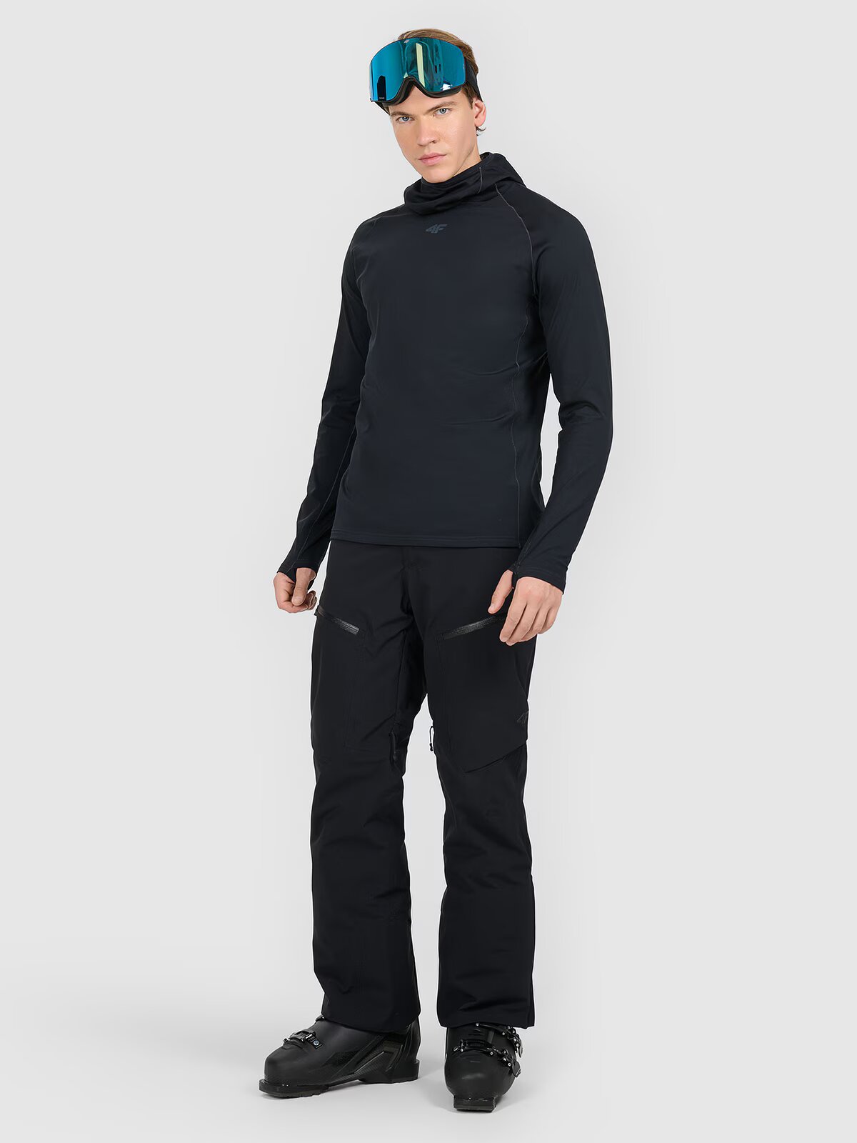 4F Lenjerie termică scămoșată cu glugă (bluză) pentru bărbați - neagră XL