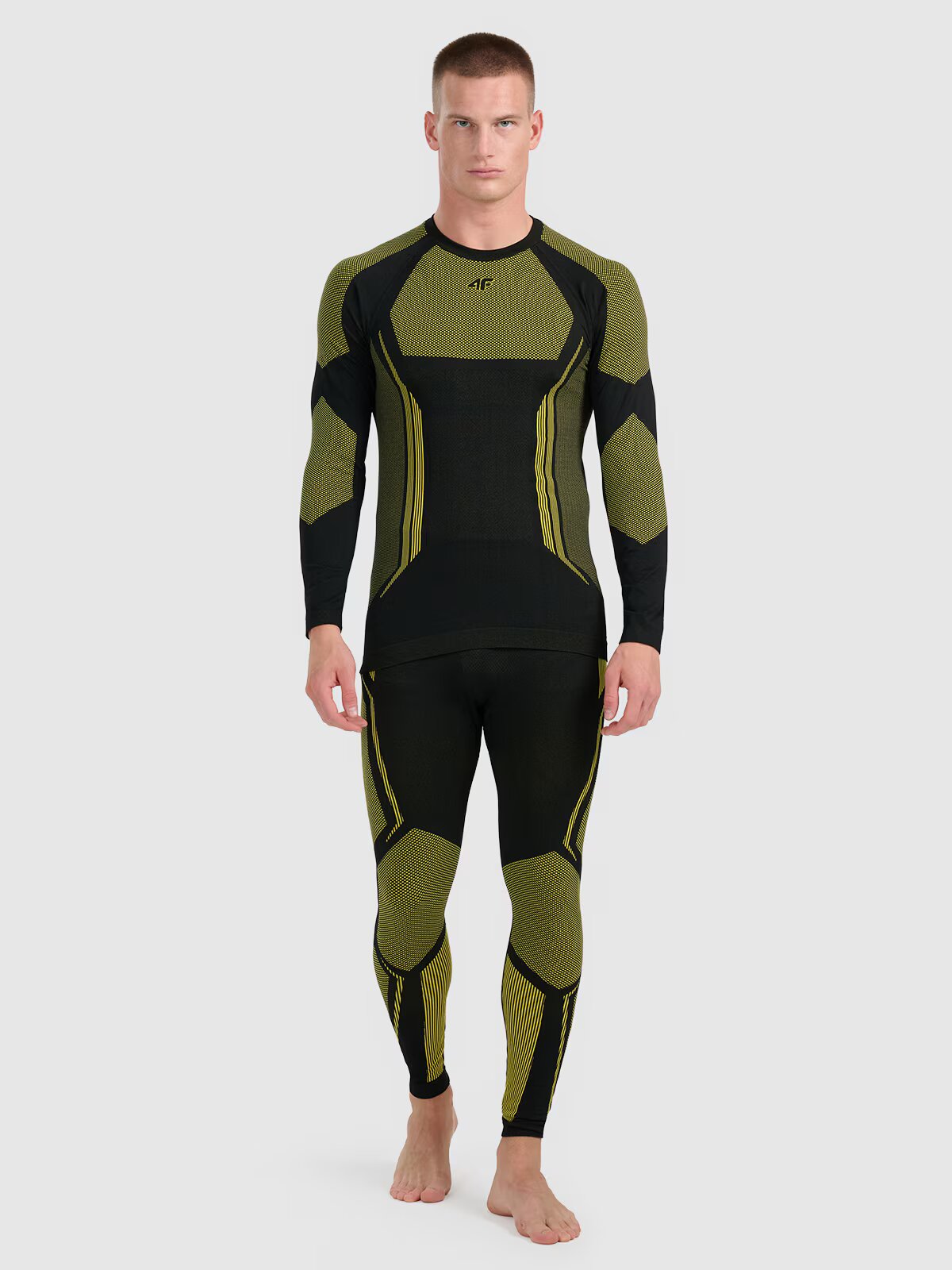 4F Lenjerie termoactivă fără cusături (colanți) pentru bărbați - galbenă XXL/3XL