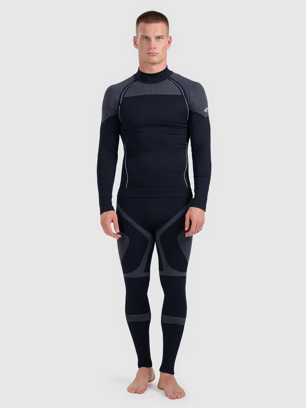 4F Lenjerie termoactivă fără cusături (colanți) pentru bărbați - neagră L/XL