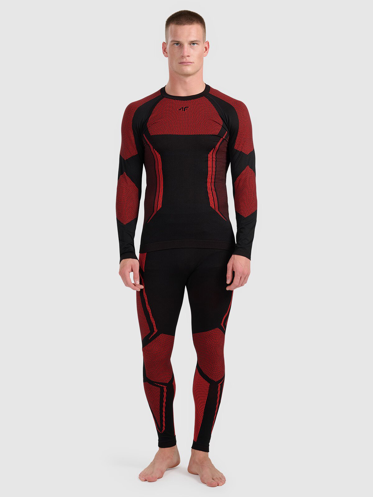 4F Lenjerie termoactivă fără cusături (colanți) pentru bărbați - roșie XXL/3XL