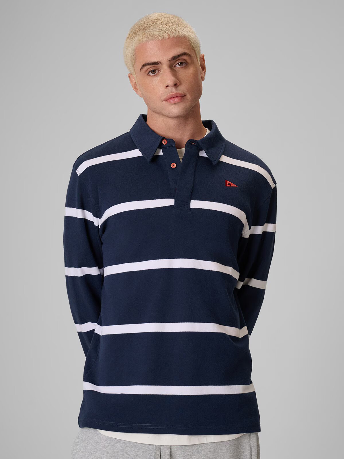4F Longsleeve polo relaxed pentru bărbați - S