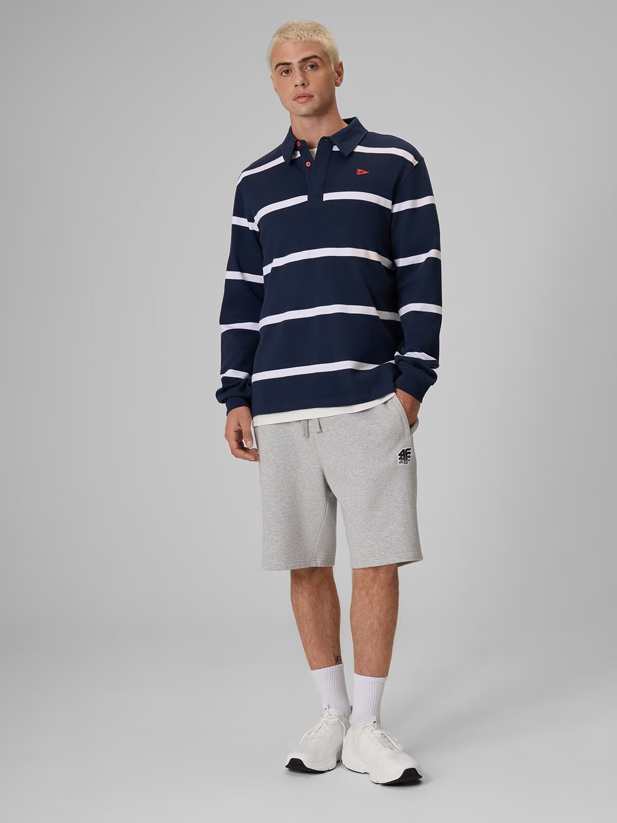 4F Longsleeve polo relaxed pentru bărbați - S