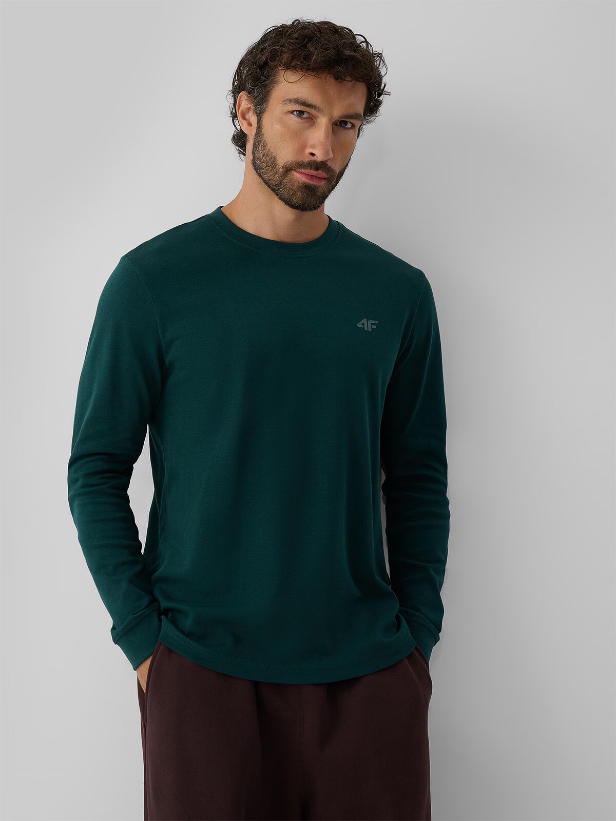 4F Longsleeve regular simplu pentru bărbați - S