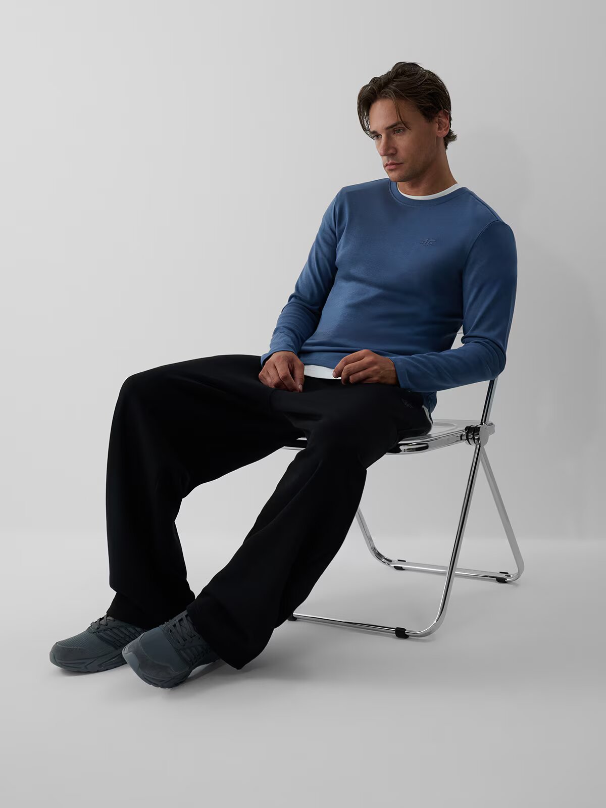4F Longsleeve slim simplu pentru bărbați - XL