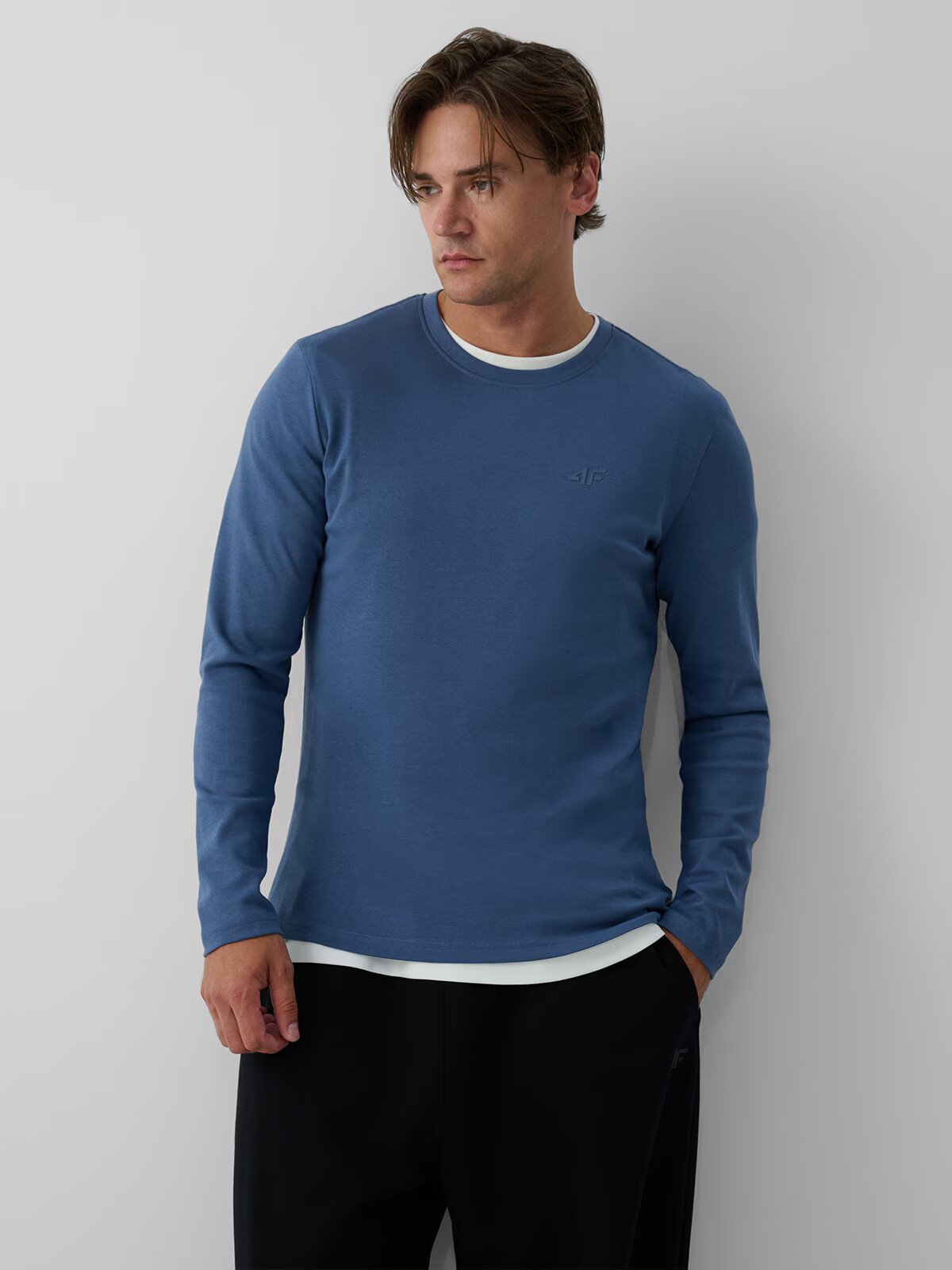 4F Longsleeve slim simplu pentru bărbați - XL