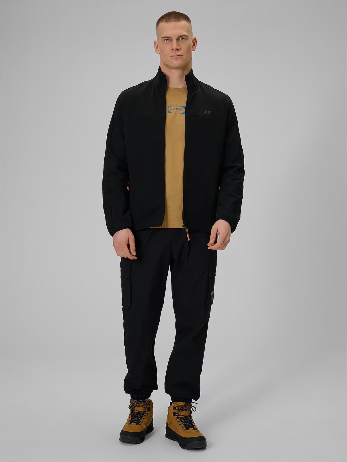 4F Pantaloni casual cargo pentru bărbați - negri XS