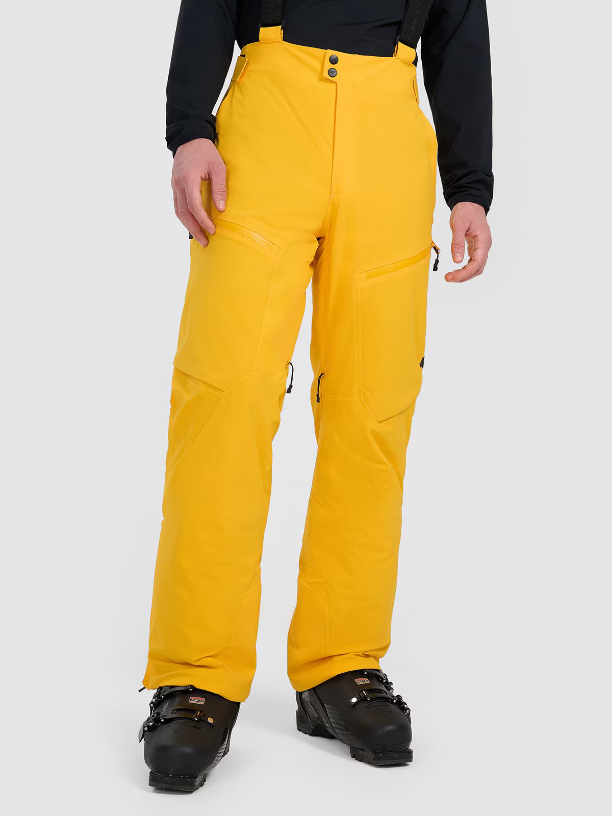 4F Pantaloni de schi cu bretele membrana 15000 pentru bărbați - galbeni 3XL