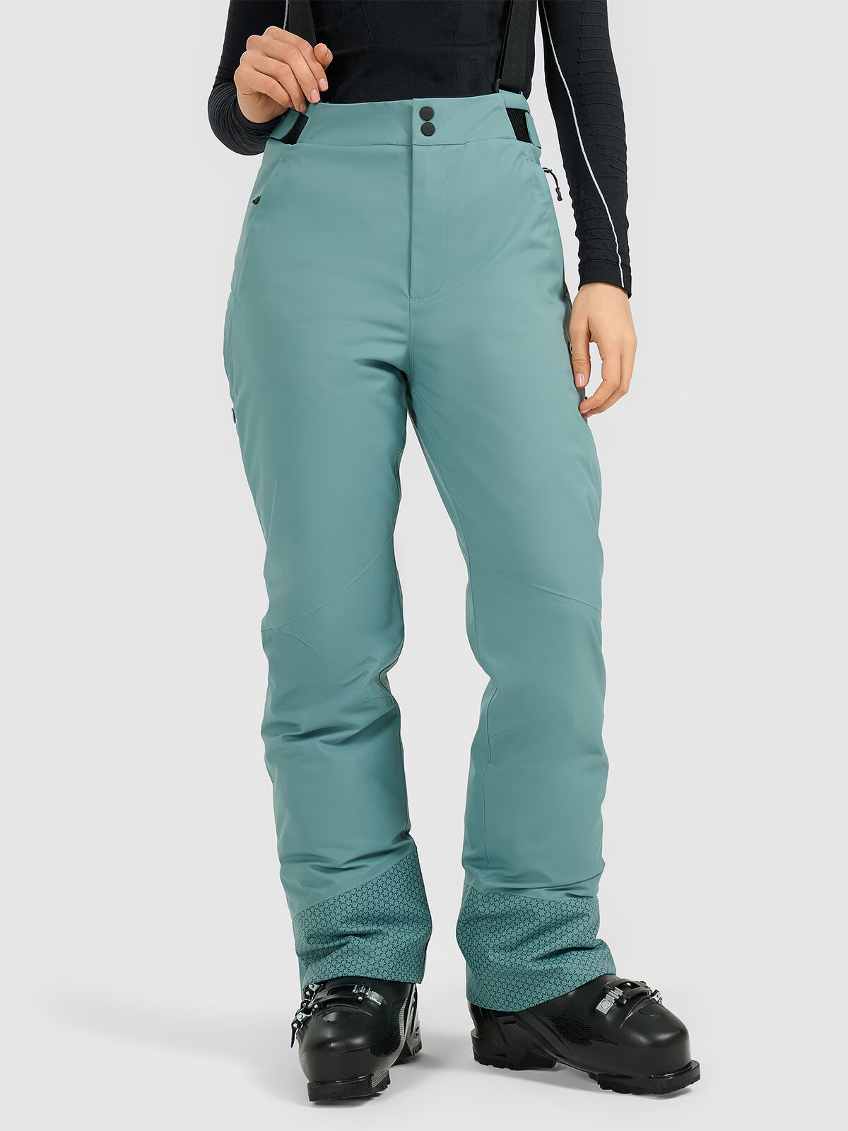 4F Pantaloni de schi cu bretele membrana Dermizax 20000 pentru femei - turcoaz L
