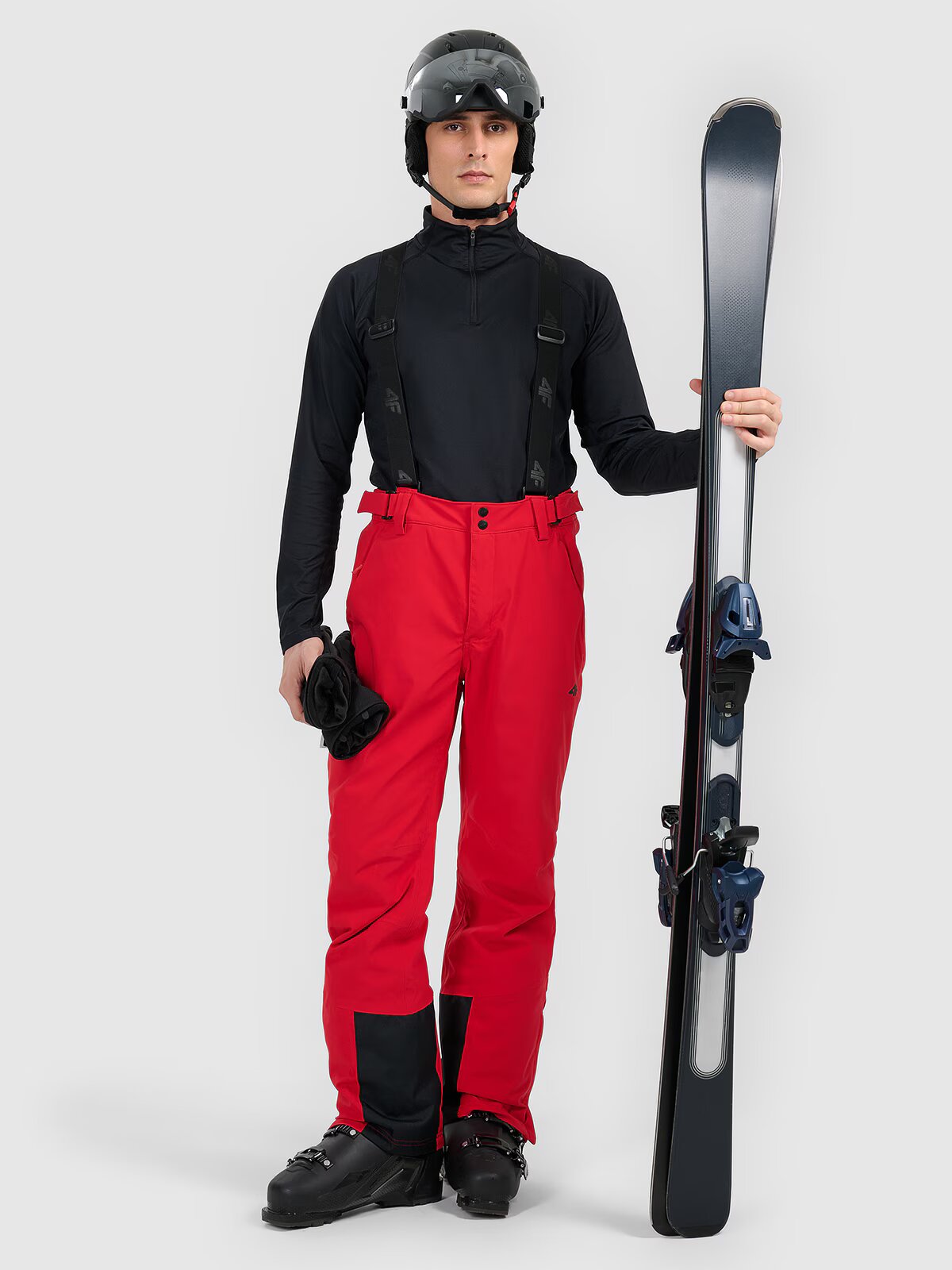 4F Pantaloni de schi cu membrană 5000 pentru bărbați - roșii 3XL