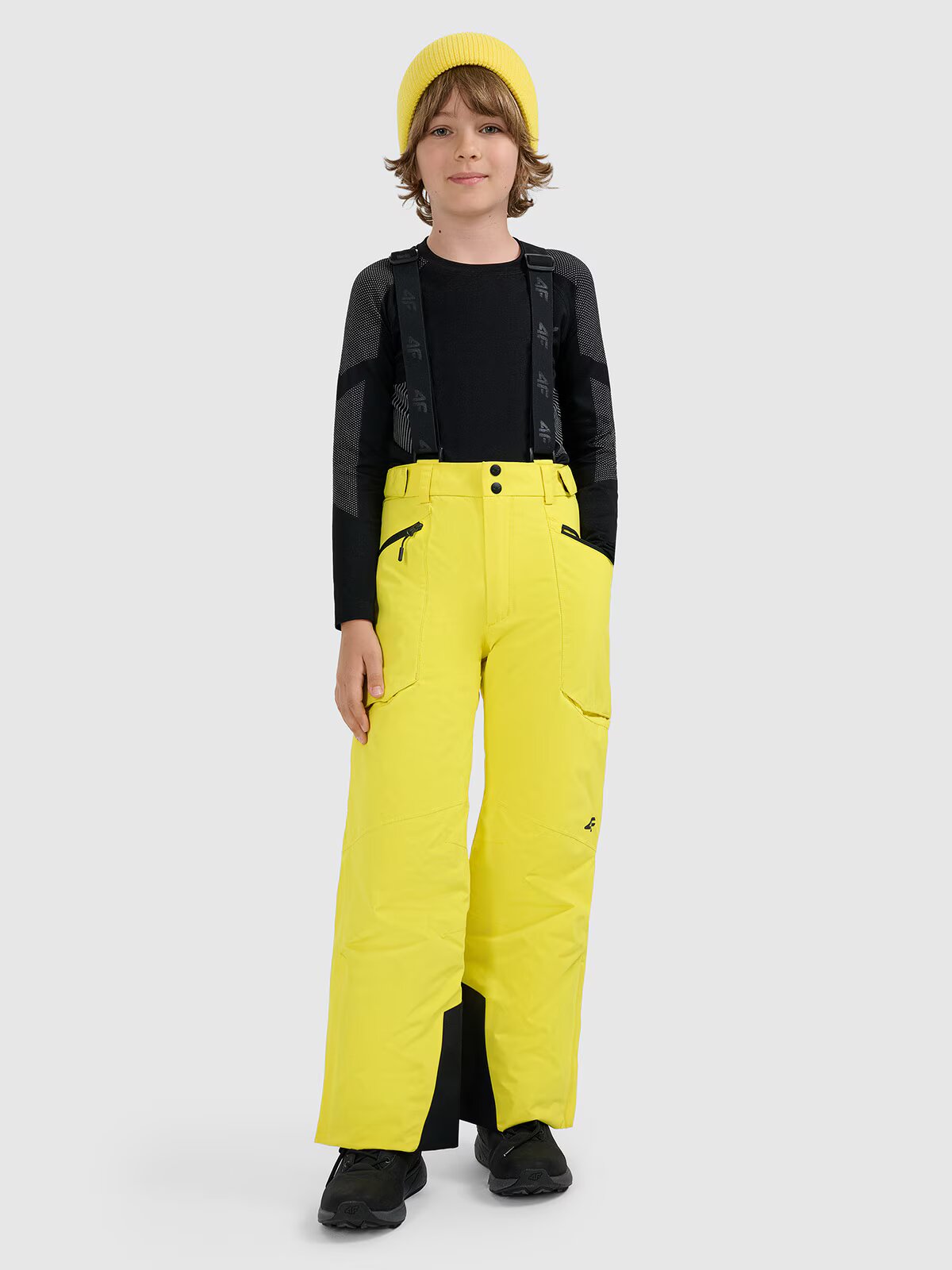 4F Pantaloni de schi membrana 8000 pentru băieți - galbeni 122