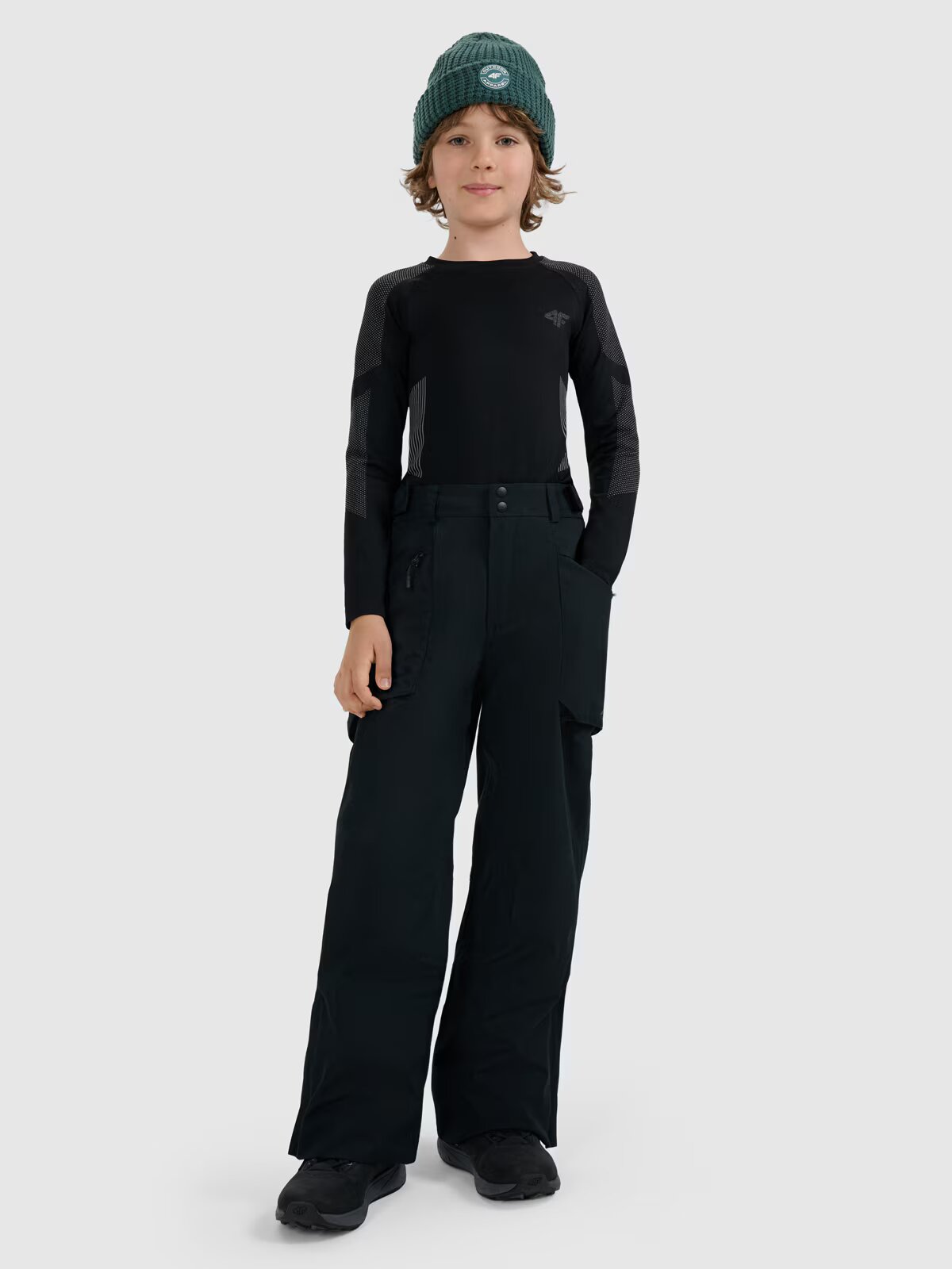 4F Pantaloni de schi membrana 8000 pentru băieți - negri 122