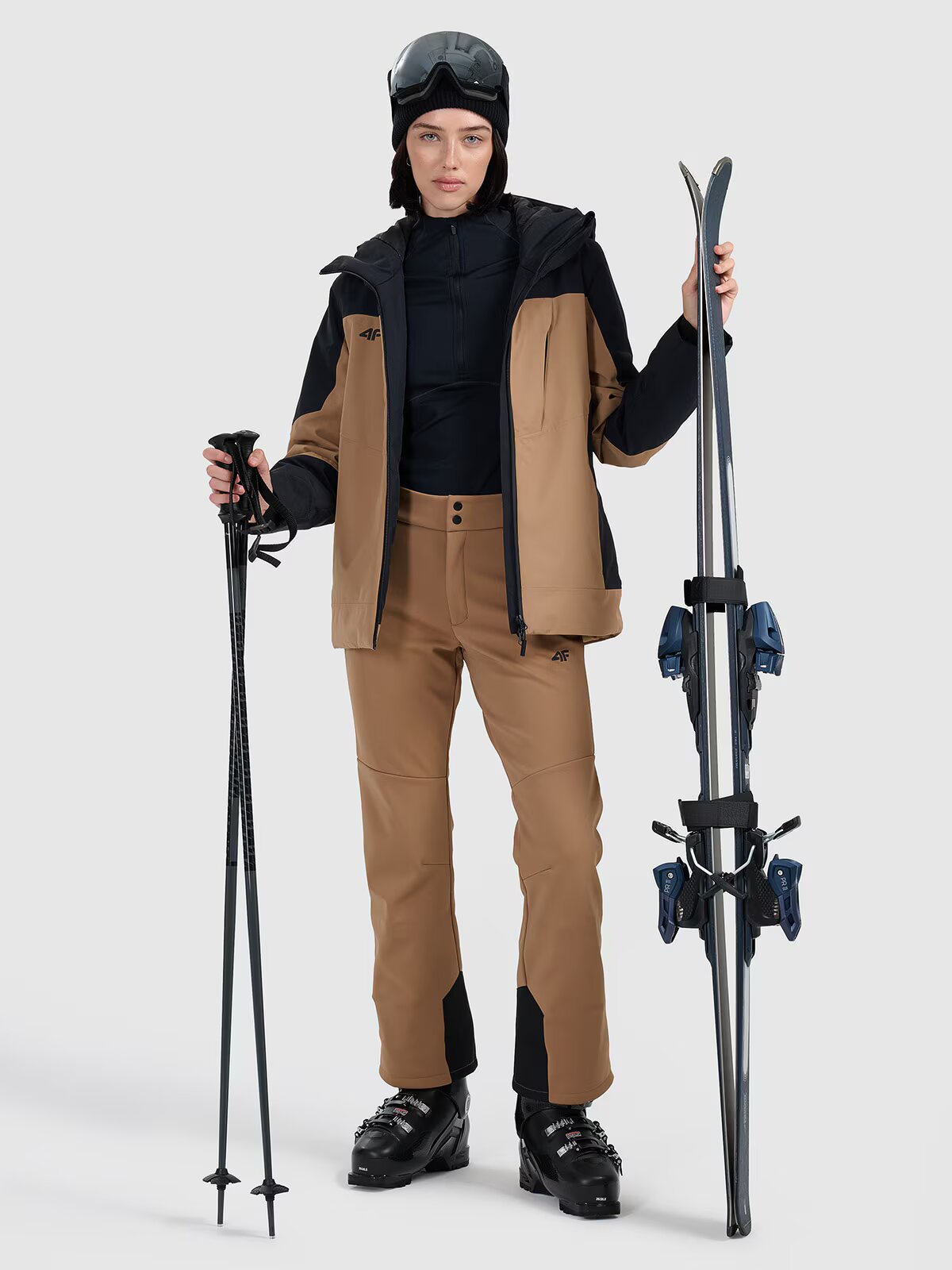 4F Pantaloni de schi softshell membrana 10000 pentru femei - maro XL