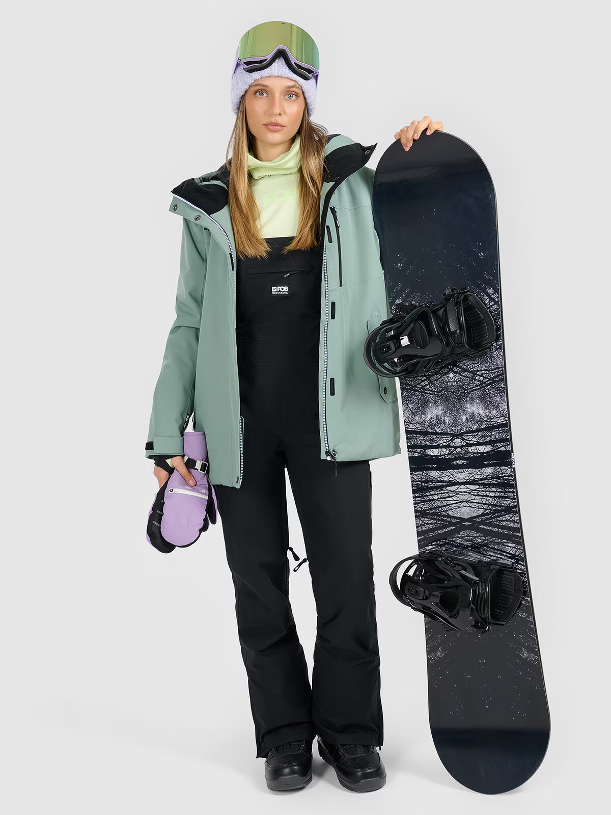 4F Pantaloni de snowboard cu bretele membrana 15000 pentru femei - L