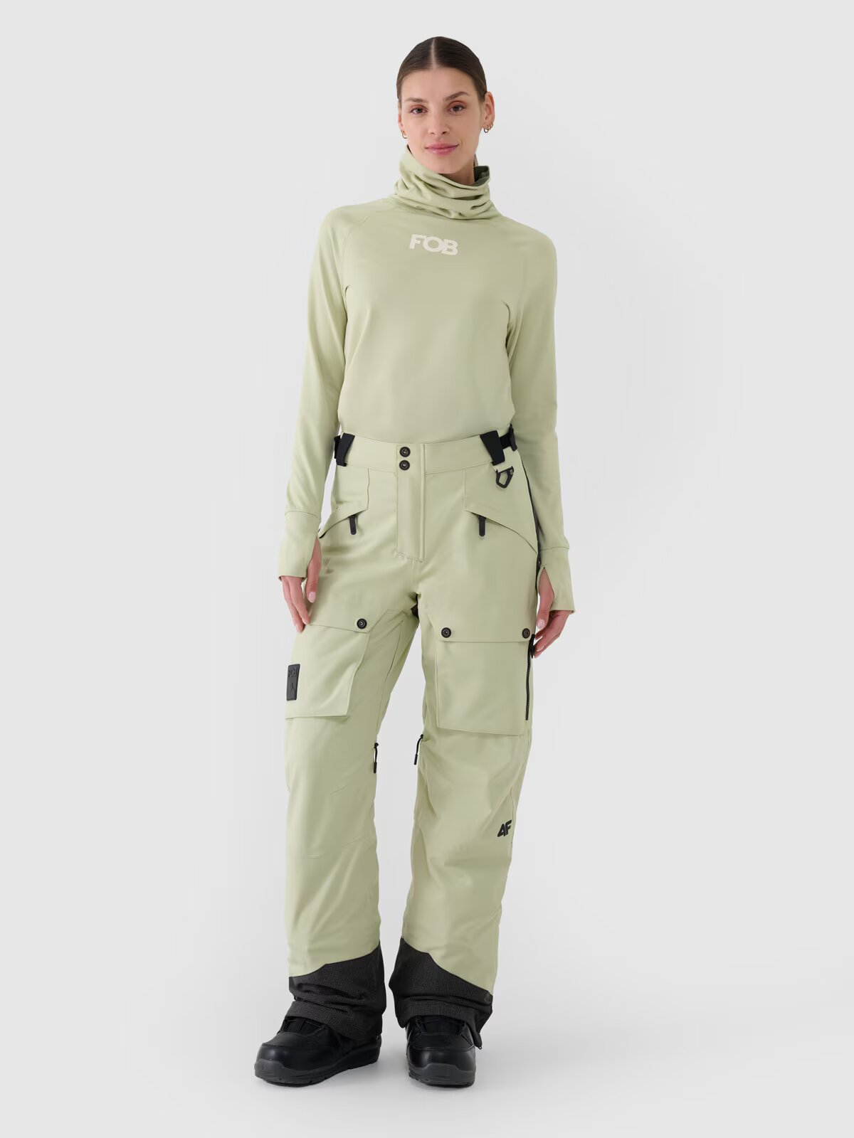 4F Pantaloni de snowboard membrana 10000 pentru femei - verzi măsliniu/kaki L