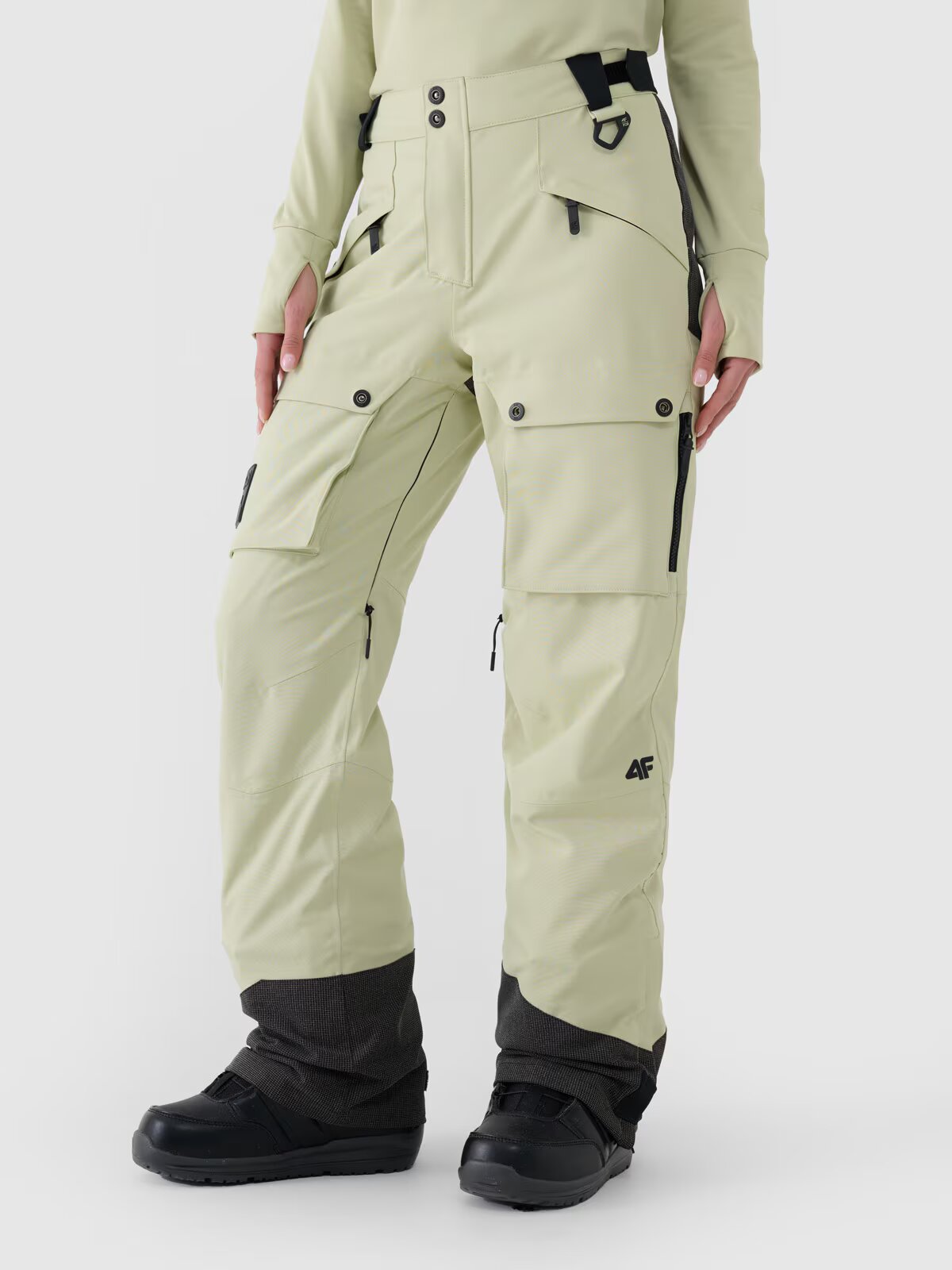 4F Pantaloni de snowboard membrana 10000 pentru femei - verzi măsliniu/kaki L