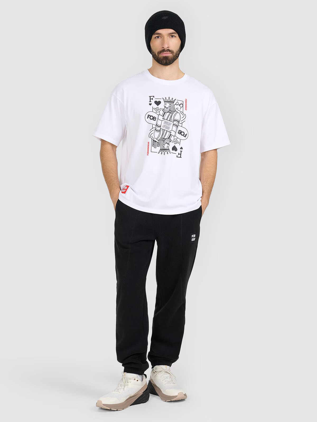 4F Pantaloni din polar pentru bărbați - negri XL