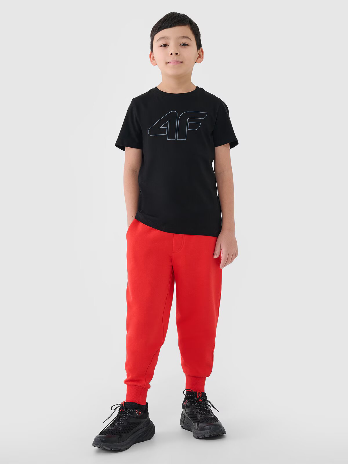 4F Pantaloni jogger de trening pentru băieți - portocalii 158
