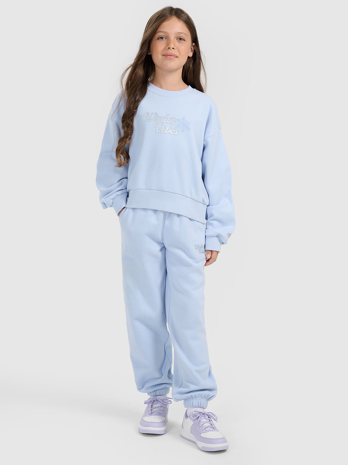 4F Pantaloni jogger de trening pentru fete - albaștri 134