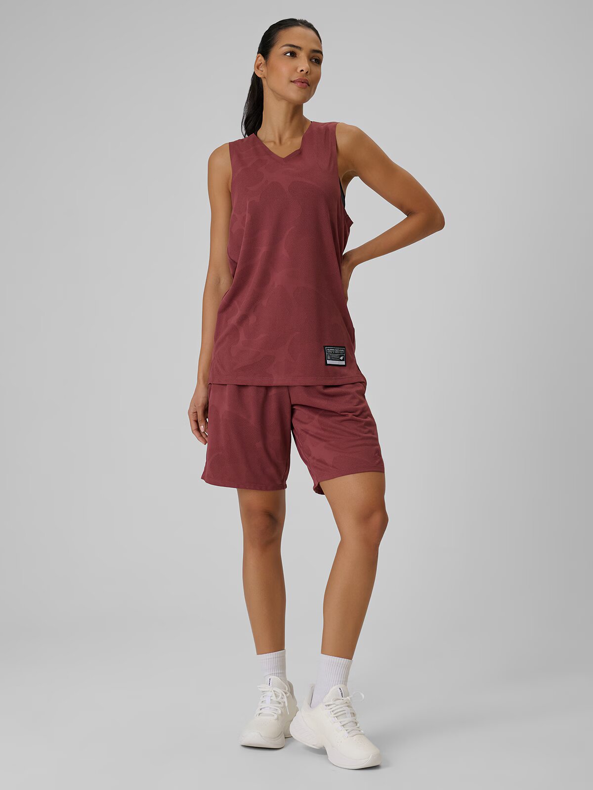 4F Pantaloni scurți de baschet cu uscare rapidă unisex - burgundy S