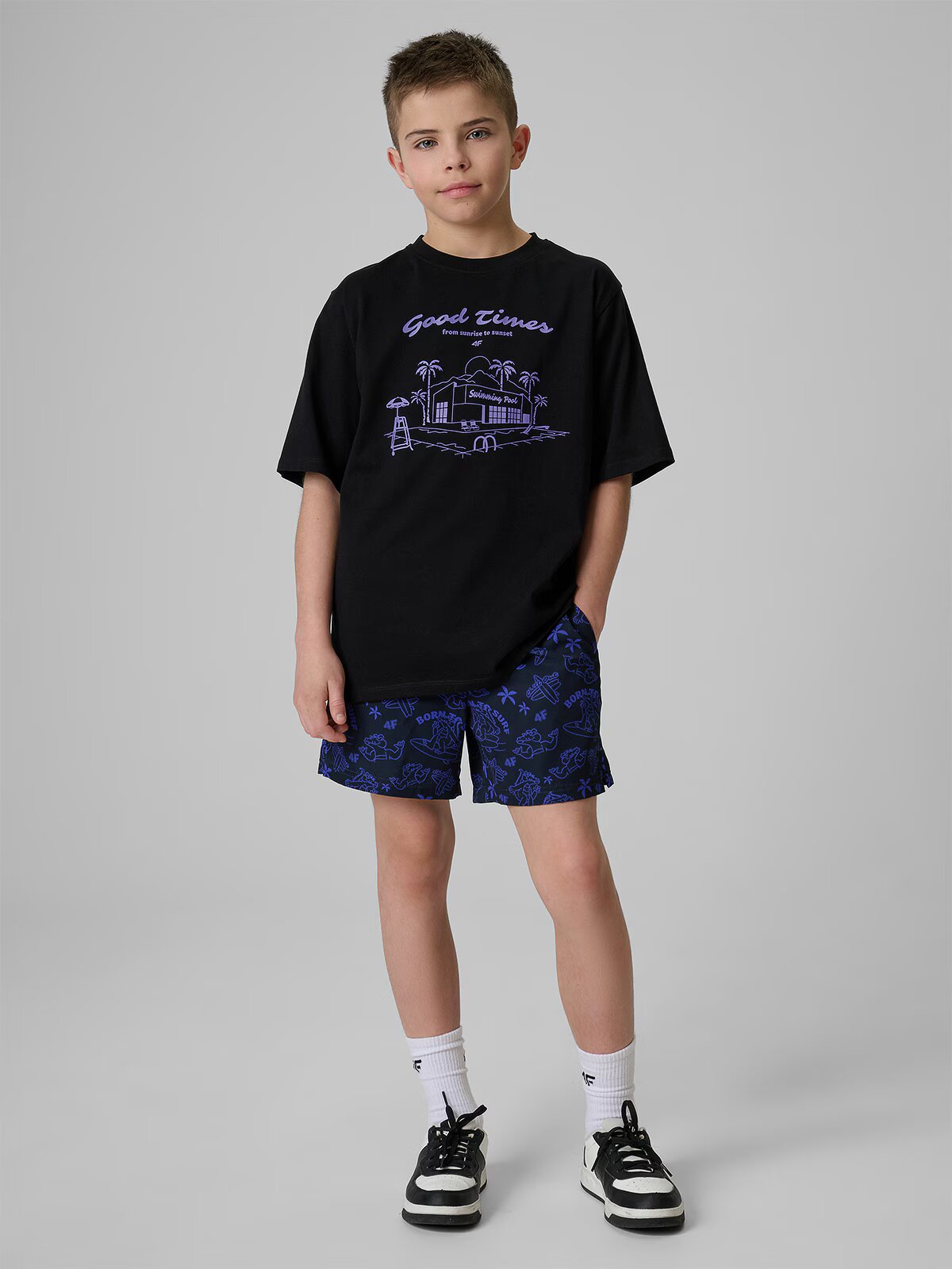 4F Pantaloni scurți de plajă boardshort băieți - 146/152 (10-12 ani)