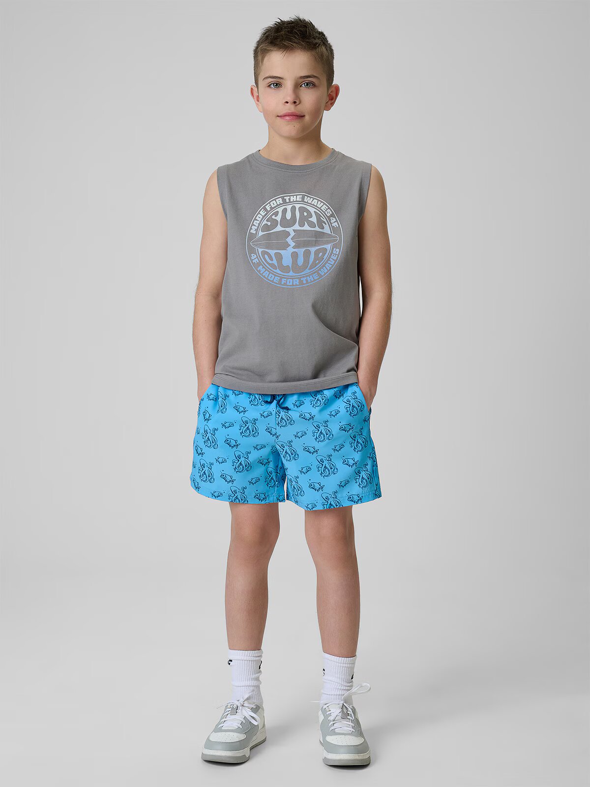 4F Pantaloni scurți de plajă boardshort pentru băieți - 122/128 (6-8 ani)