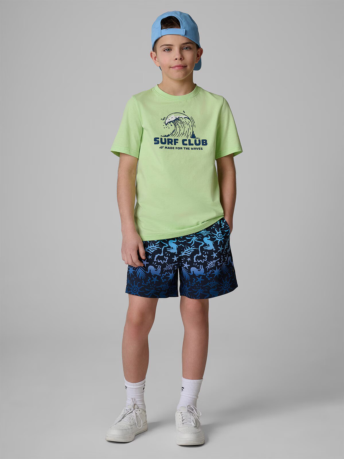 4F Pantaloni scurți de plajă boardshort pentru băieți - 122/128 (6-8 ani)