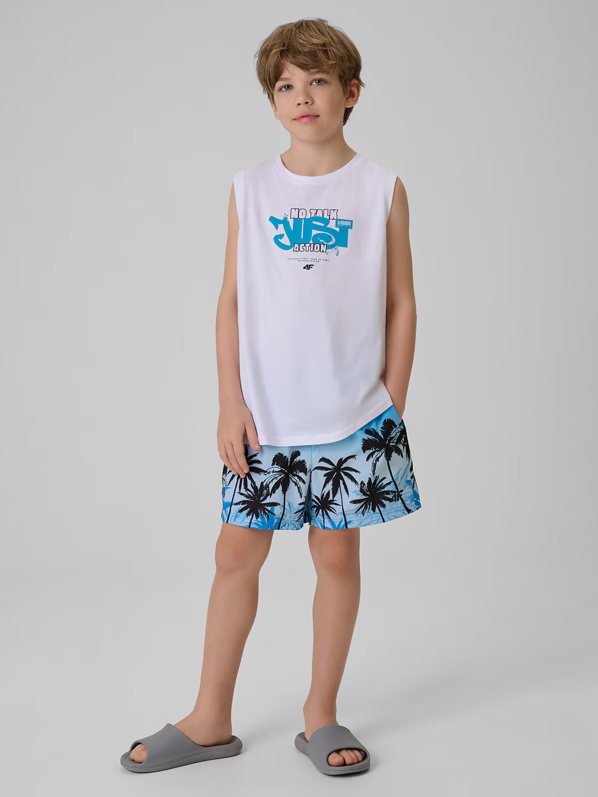 4F Pantaloni scurți de plajă boardshort pentru băieți - 134/140 (8-10 ani)