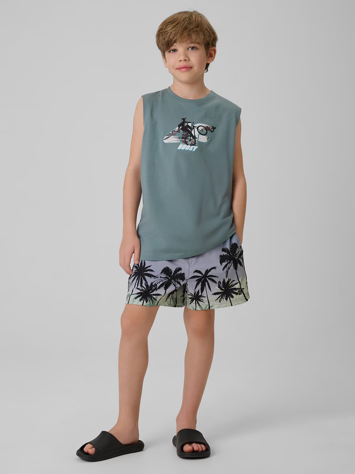 4F Pantaloni scurți de plajă boardshort pentru băieți - 122/128 (6-8 ani)