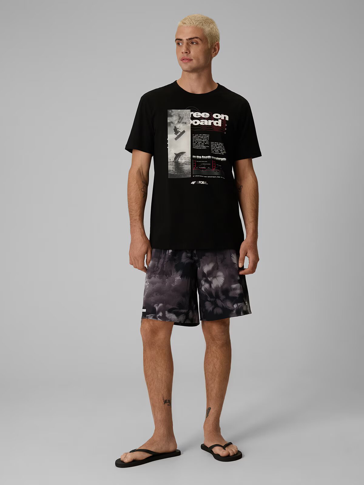 4F Pantaloni scurți de plajă tip boardshorts cu protecție UPF50+ pentru bărbați - negri L