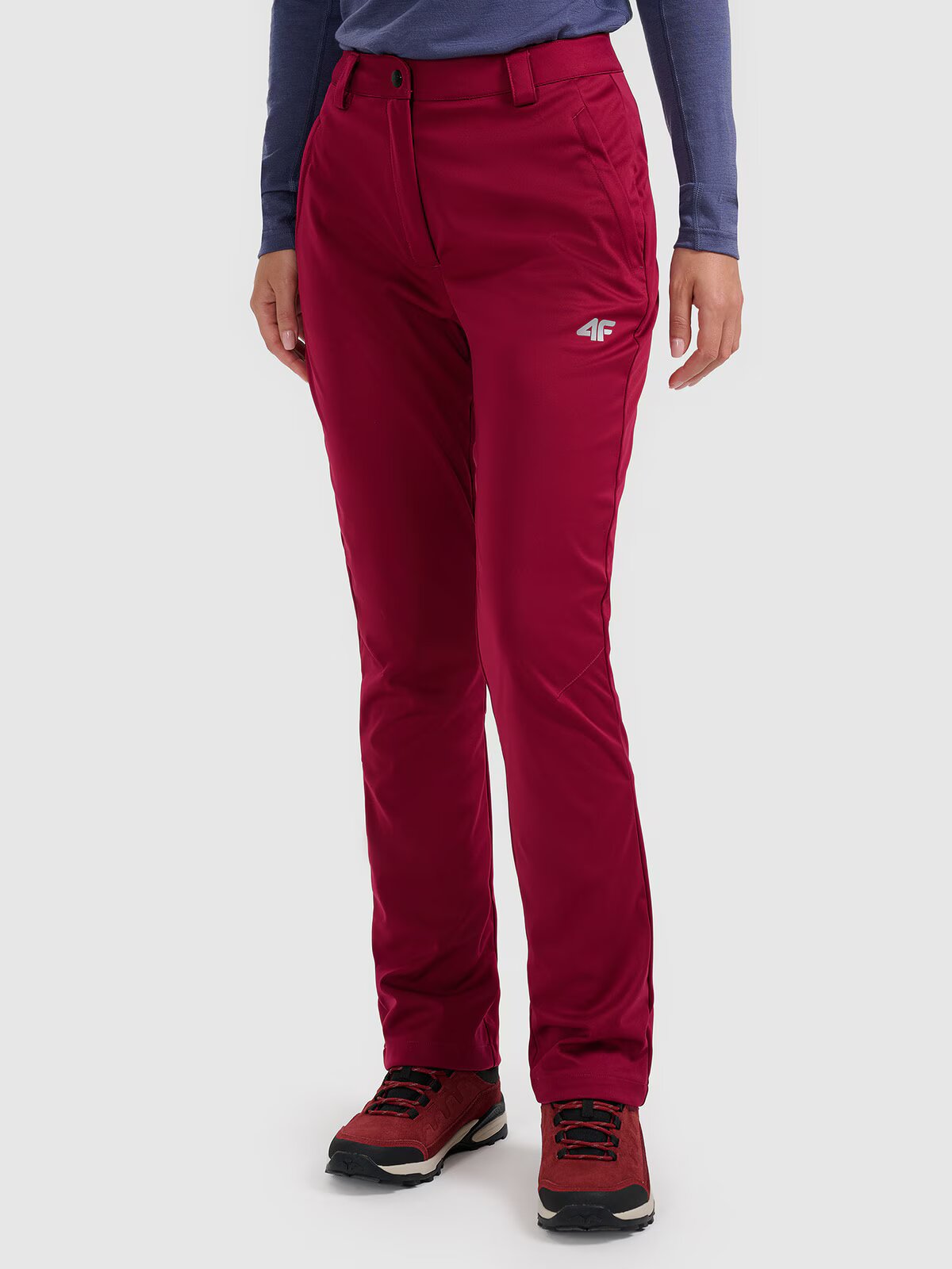 4F Pantaloni softshell membrana 8000 pentru femei - roșii S