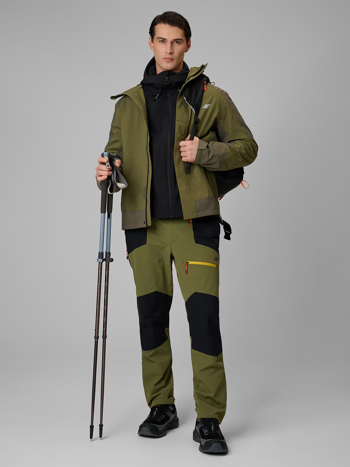 4F Pantaloni trekking cu uscare rapidă pentru bărbați - khaki 3XL