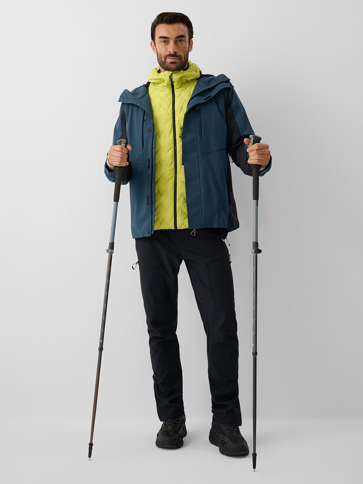 4F Pantaloni trekking softshell membrană 10000 pentru bărbați - negri XXL