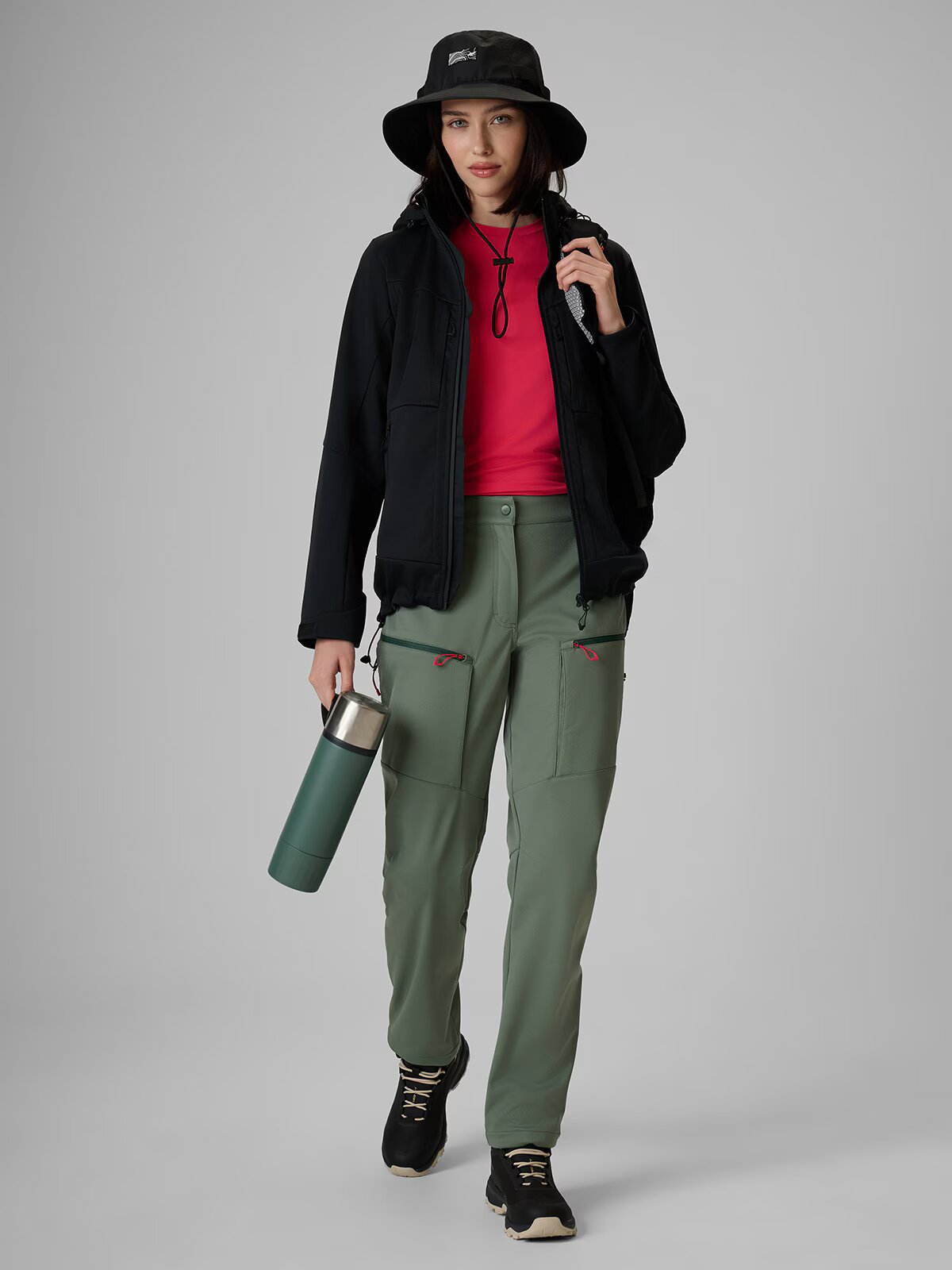4F Pantaloni trekking softshell membrană 8000 damă - kaki XXL