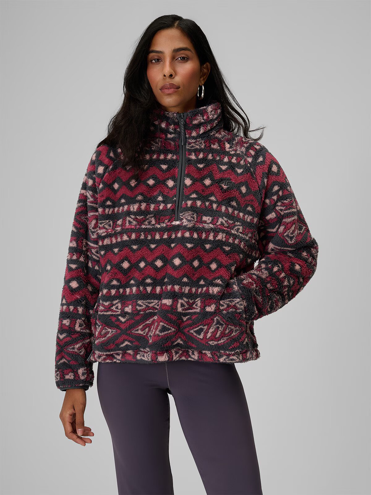 4F Polar cu guler loose pentru femei - multicolor XL